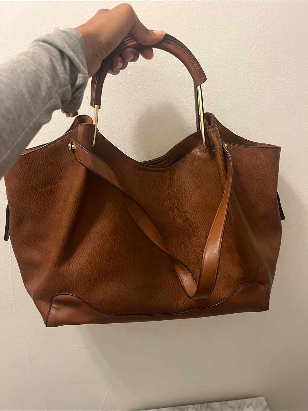 Sondra Robert’s Square Brown Leather Tote